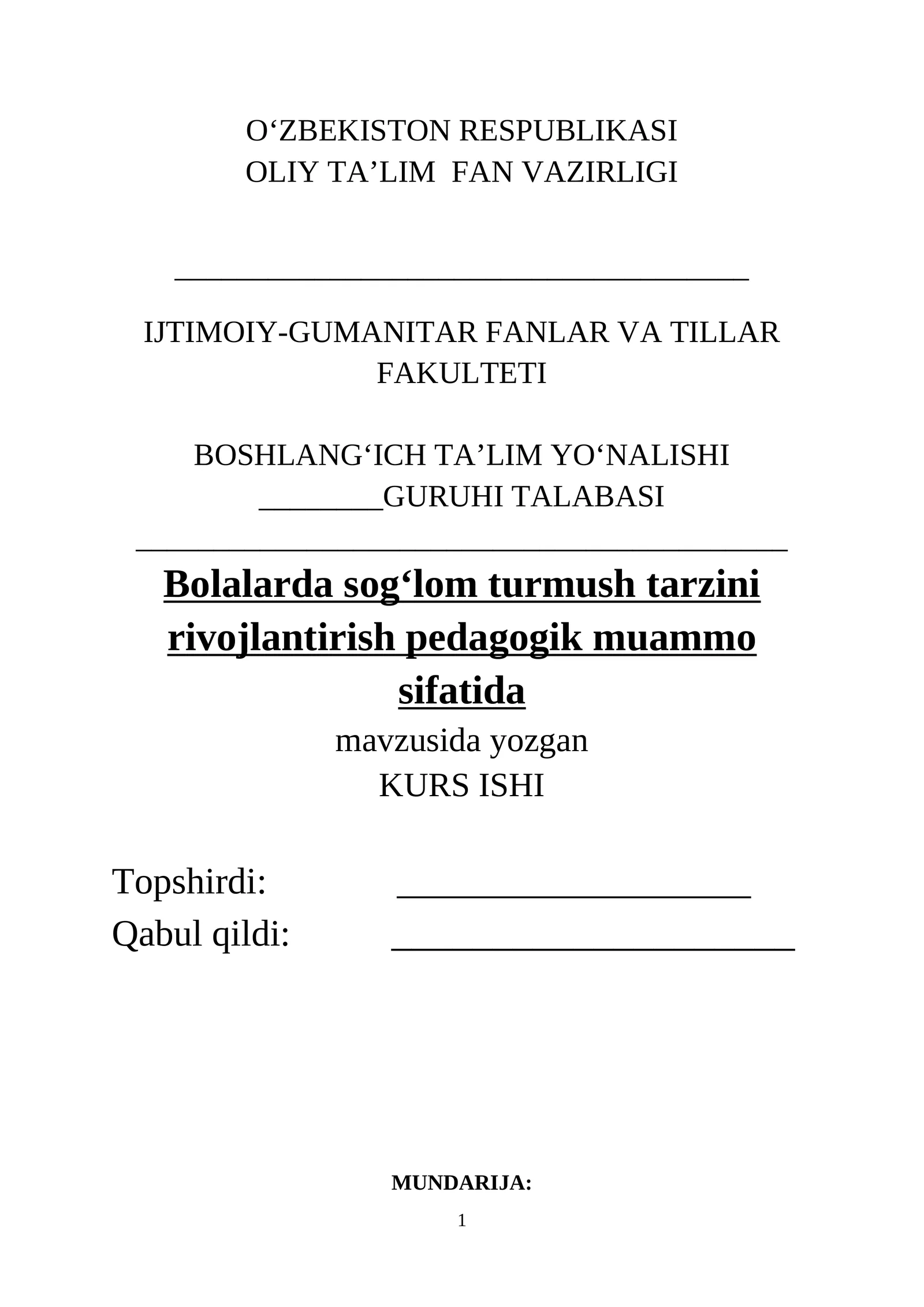"Bolalarda sog‘lom turmush tarzini rivojlantirish pedagogik muammo sifatida"