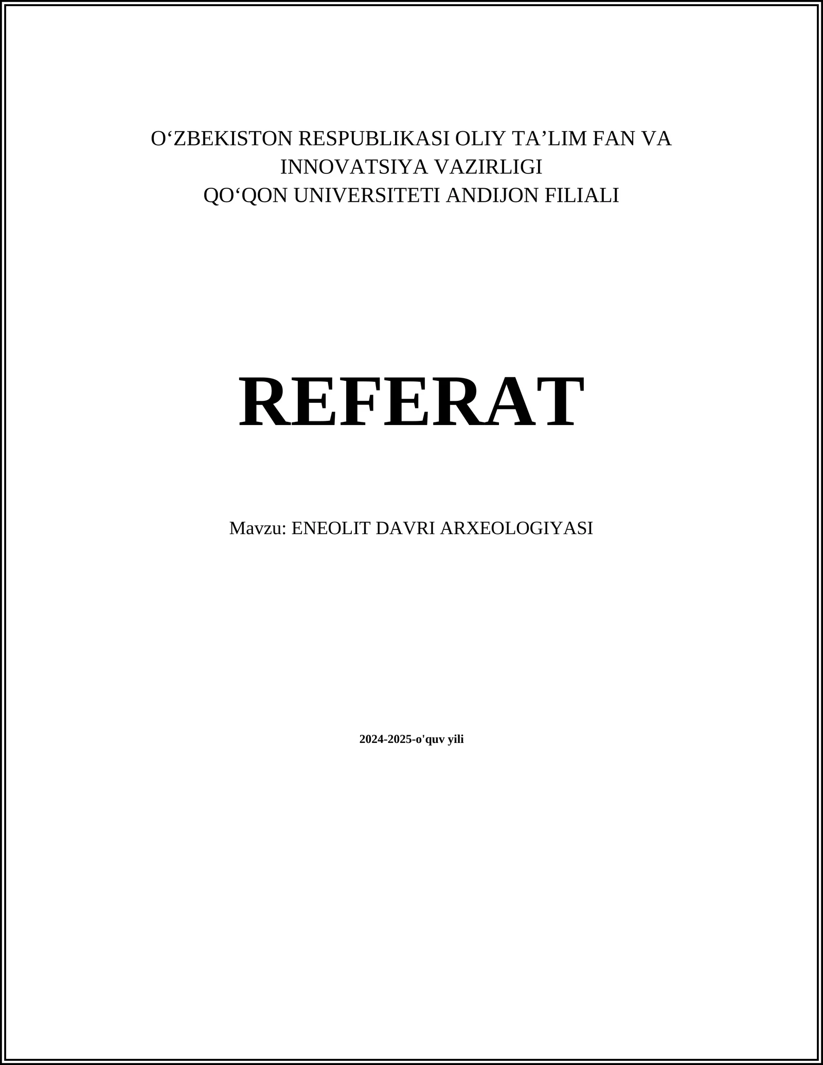 ENEOLIT DAVRI ARXEOLOGIYASI