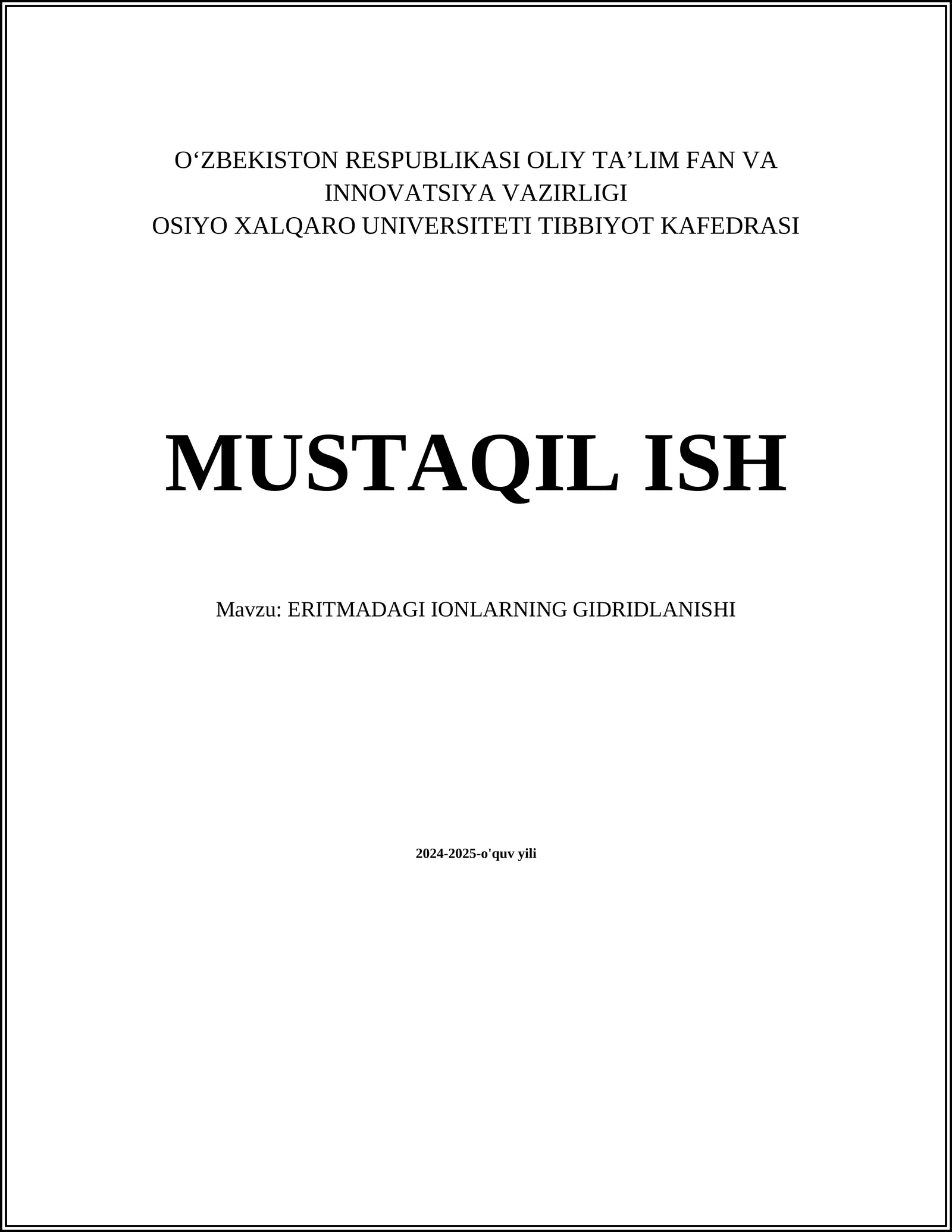 ERITMADAGI IONLARNING GIDRIDLANISHI