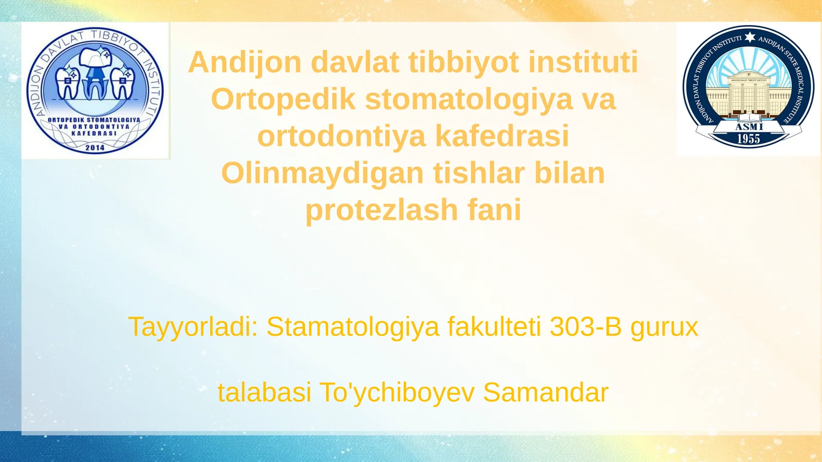 Tish qatori deformatsiyalarida okkulyuziyani shakillantirishning gnotologik asoslari