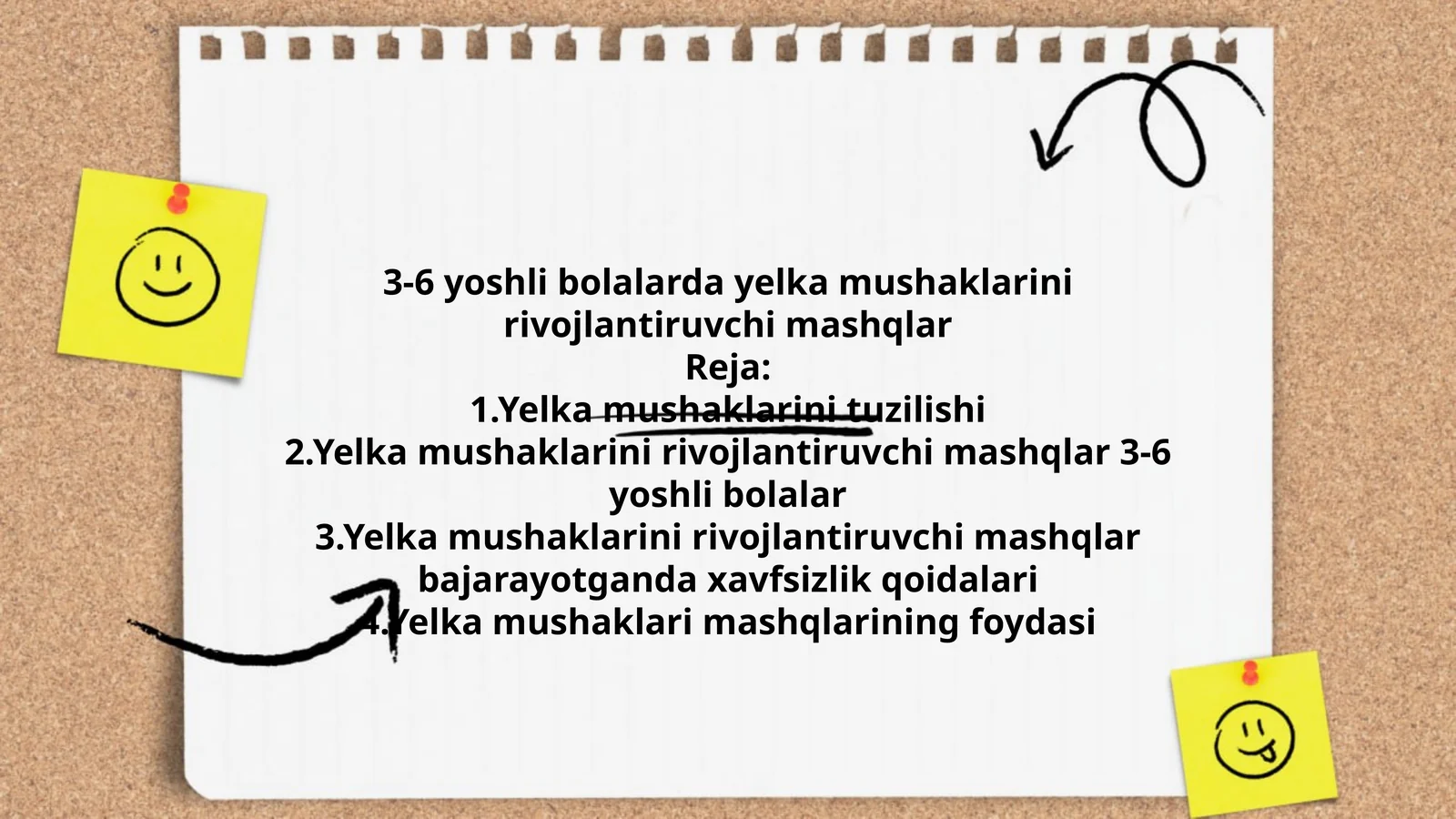 3-6 yoshli bolalarda yelka mushaklarini rivojlantiruvchi mashqlar