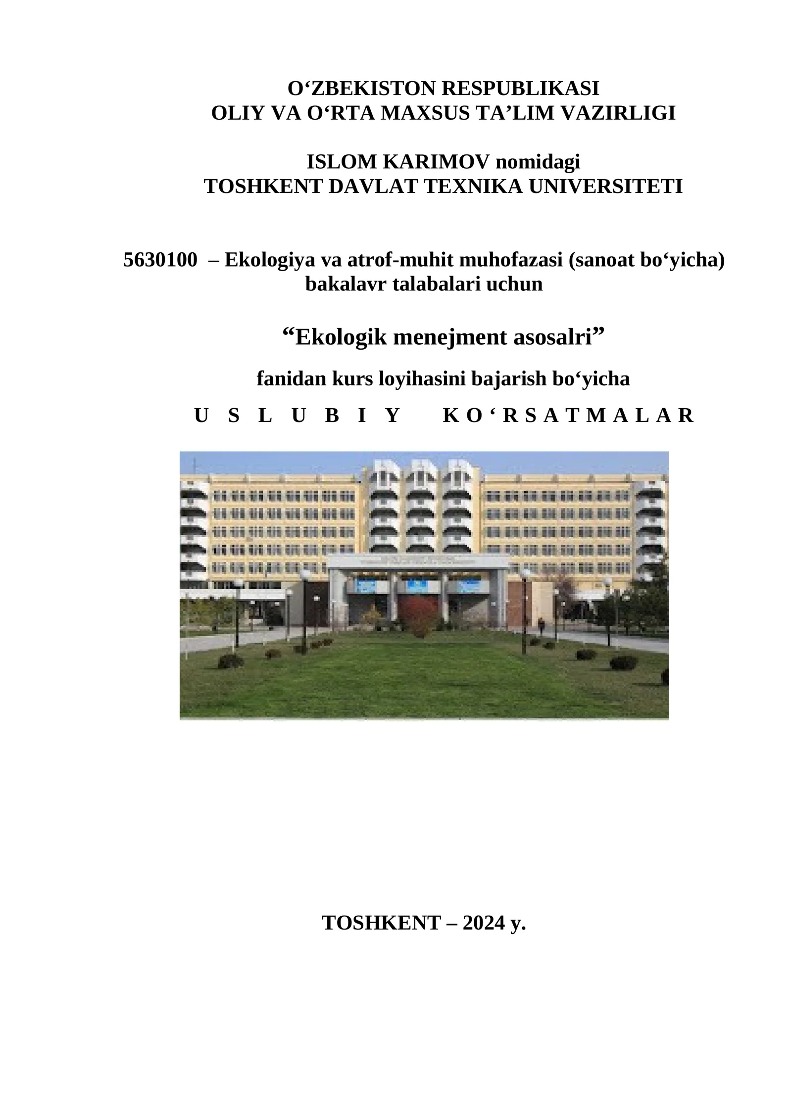 Ekologik menejment asoslari
