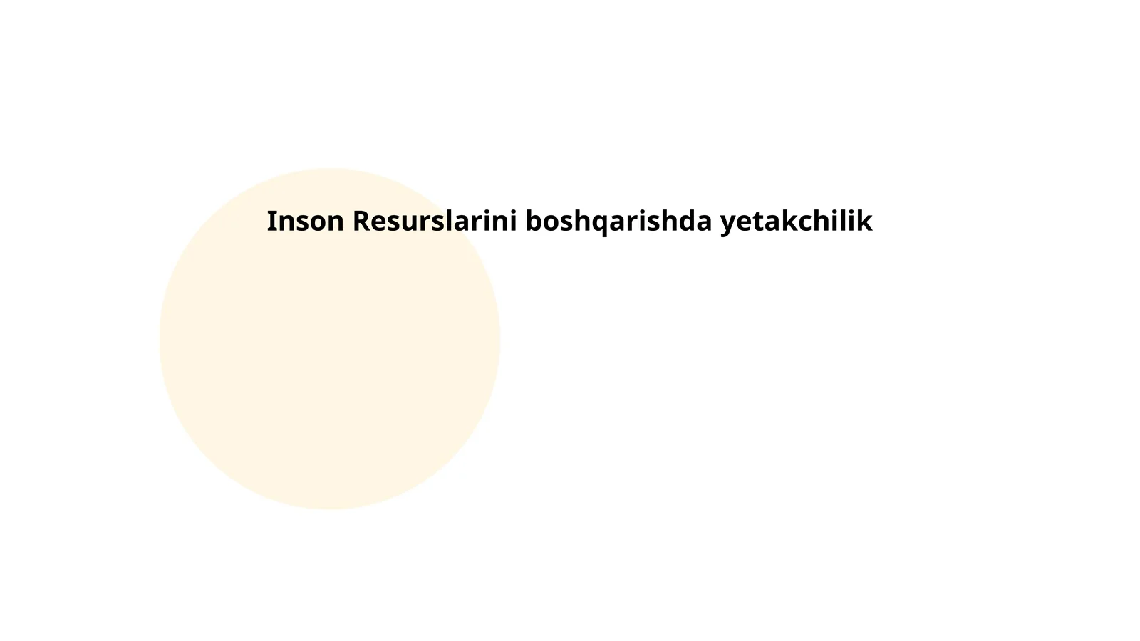 Inson Resurslarini boshqarishda yetakchilik