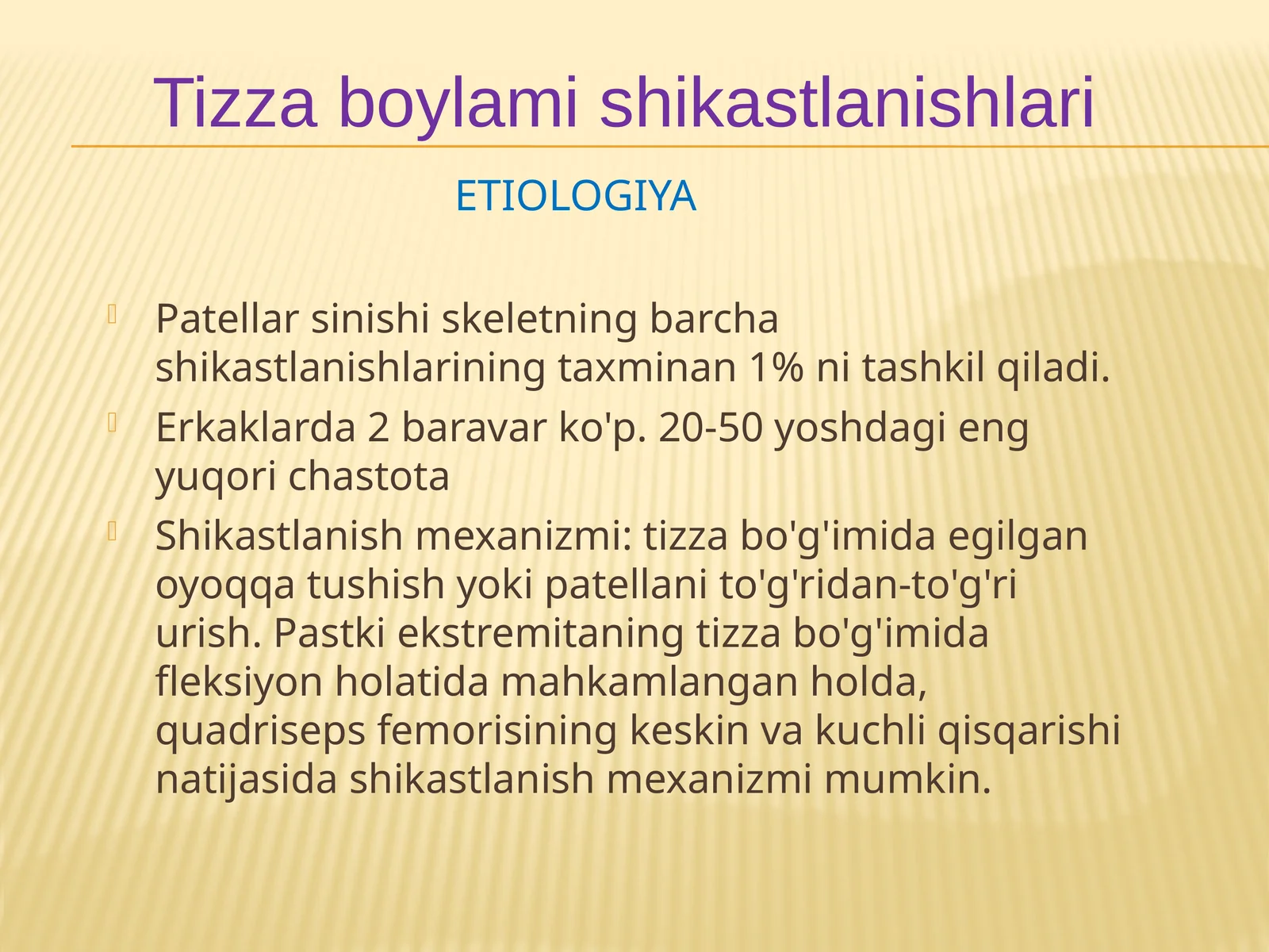 Tizza boylami shikastlanishlari