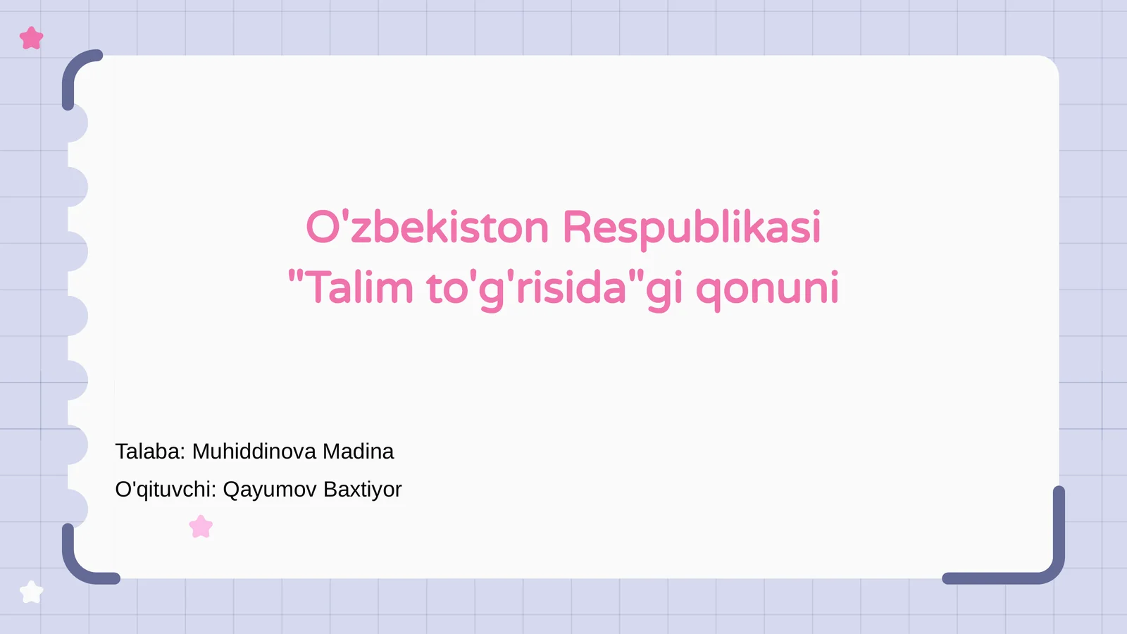 "Ta'lim to'g'risida"gi qonun