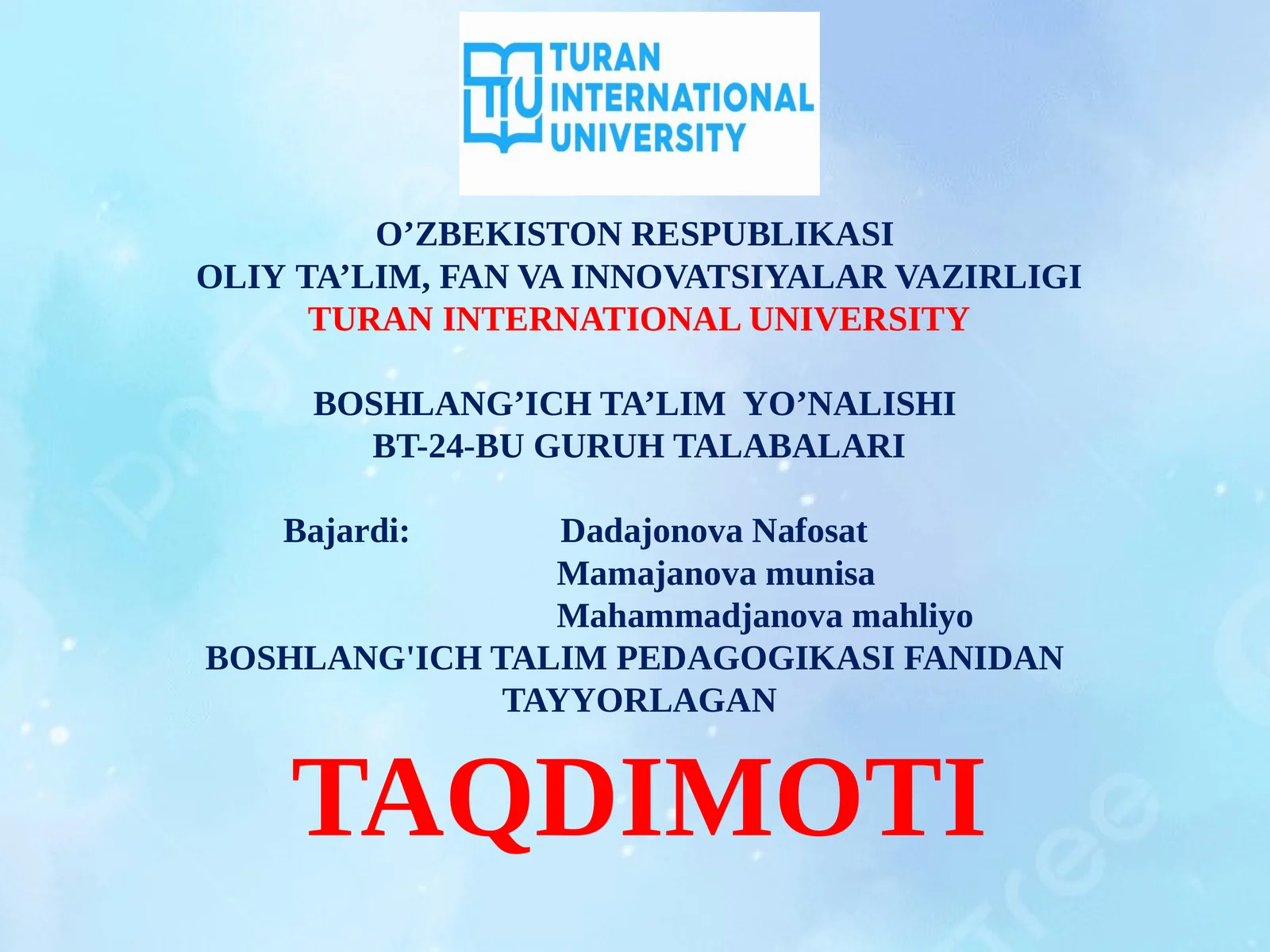 Milliy qadriyatlarning boshlang'ich taʼlimdagi o'rni