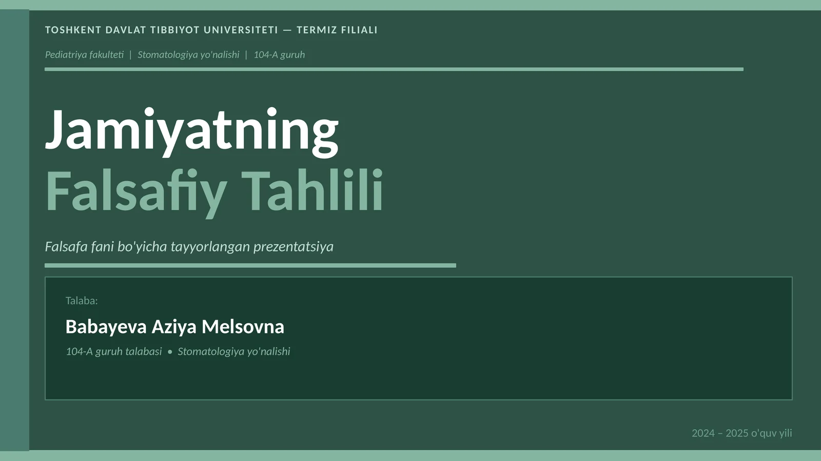 Jamiyatning Falsafiy Tahlili