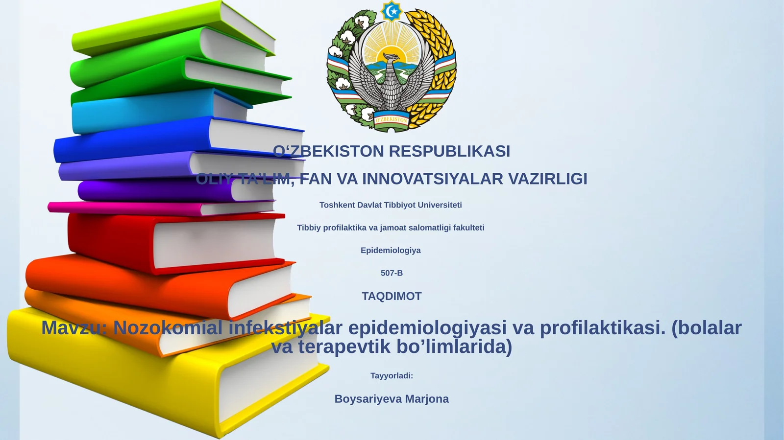 Nozokomial infekstiyalar epidemiologiyasi va profilaktikasi