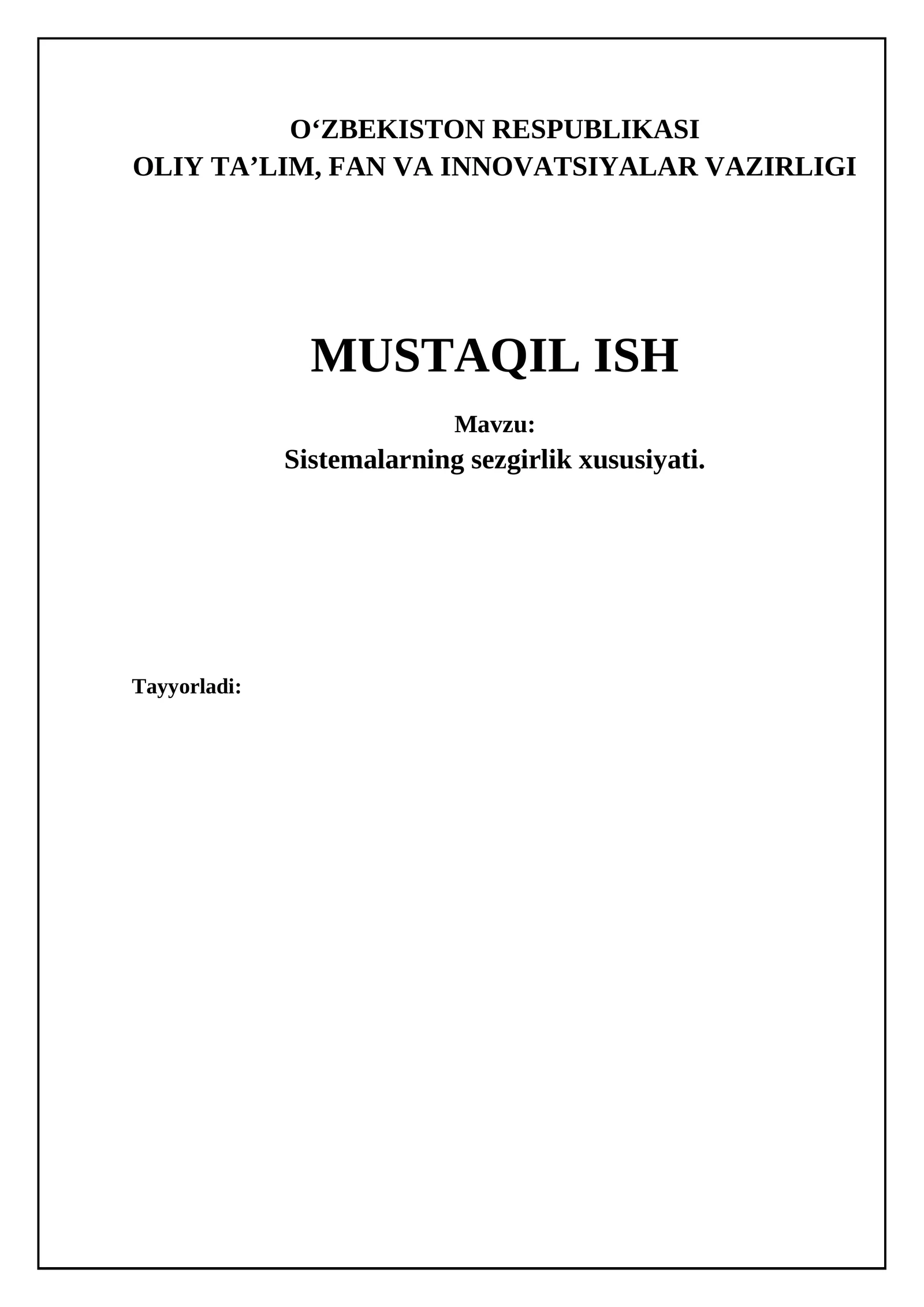 Sistemalarning sezgirlik xususiyati