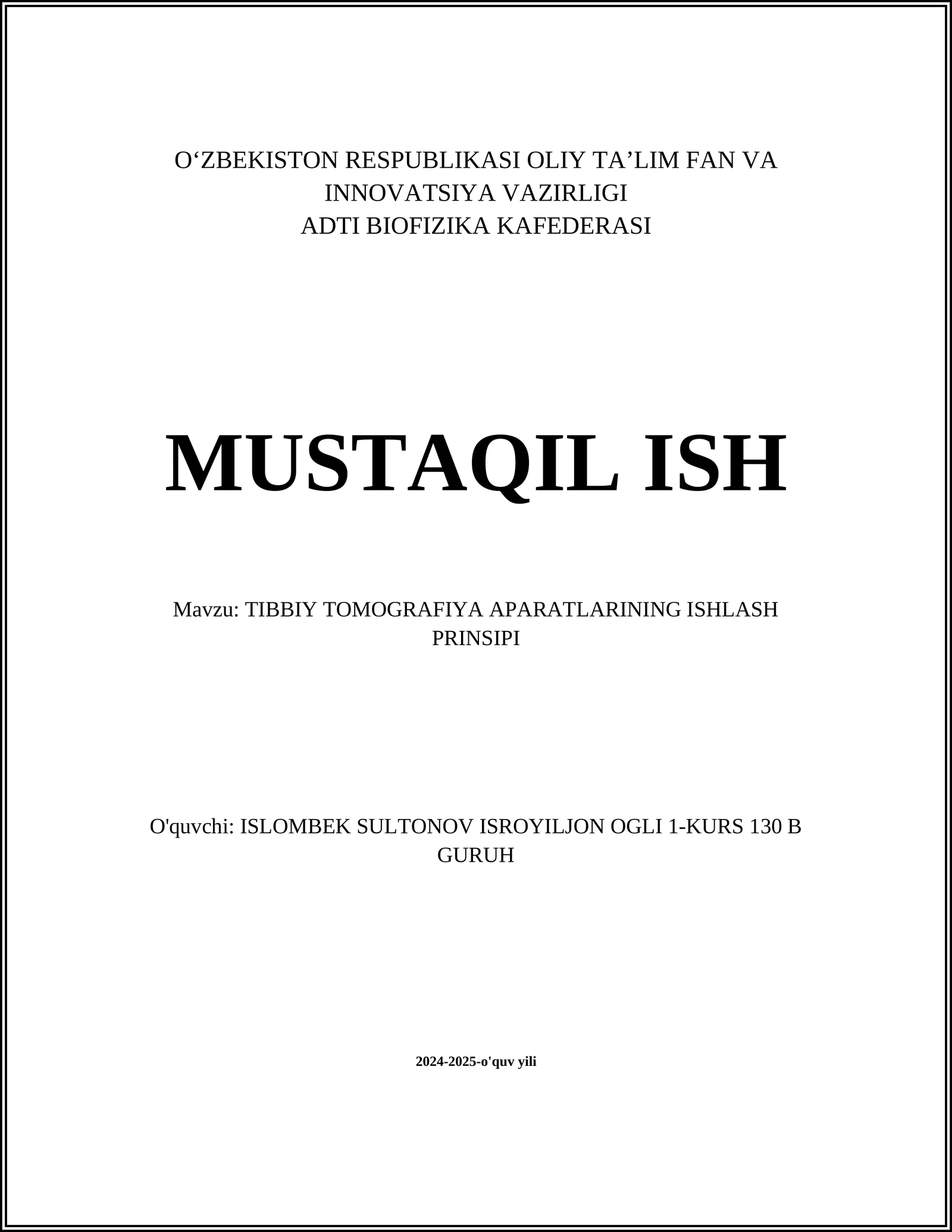 Tibbiy Tomografiya Aparatlarining Ishlash Prinsi
