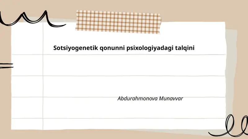 Sotsiyogenetik qonunni psixologiyadagi talqini