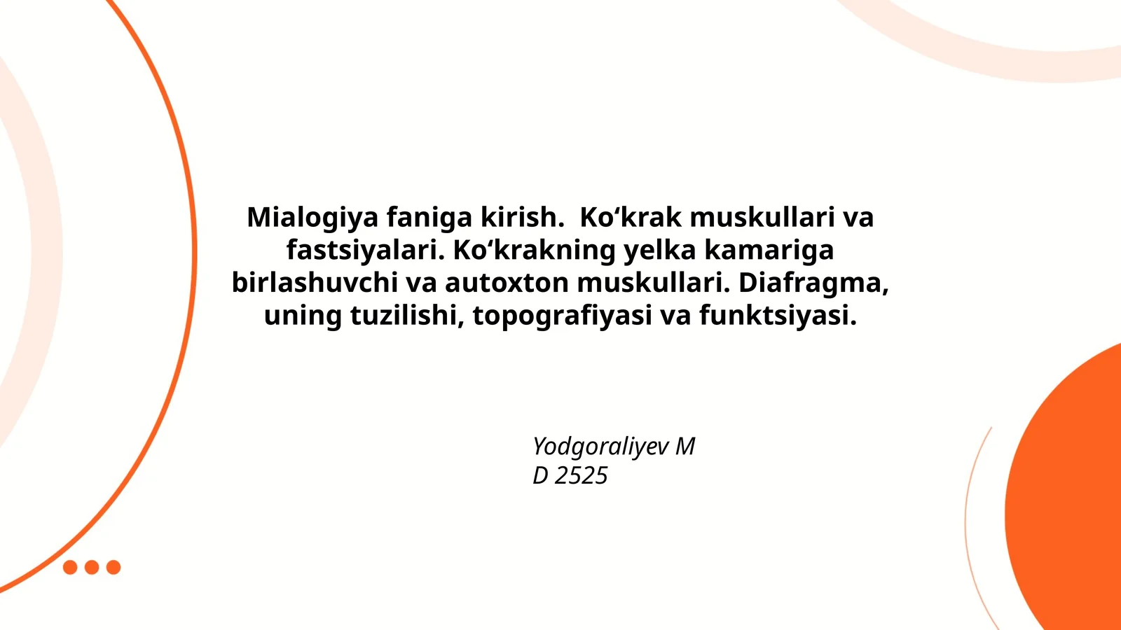 Mialogiya faniga kirish. Koʻkrak muskullari va fastsiyalari