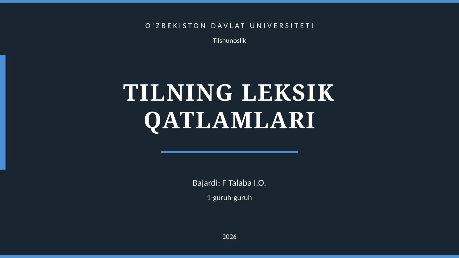 TILNING LEKSIK QATLAMLARI