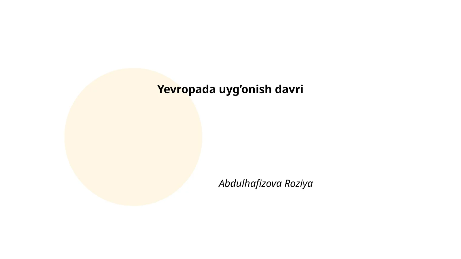 Yevropada uyg’onish davri