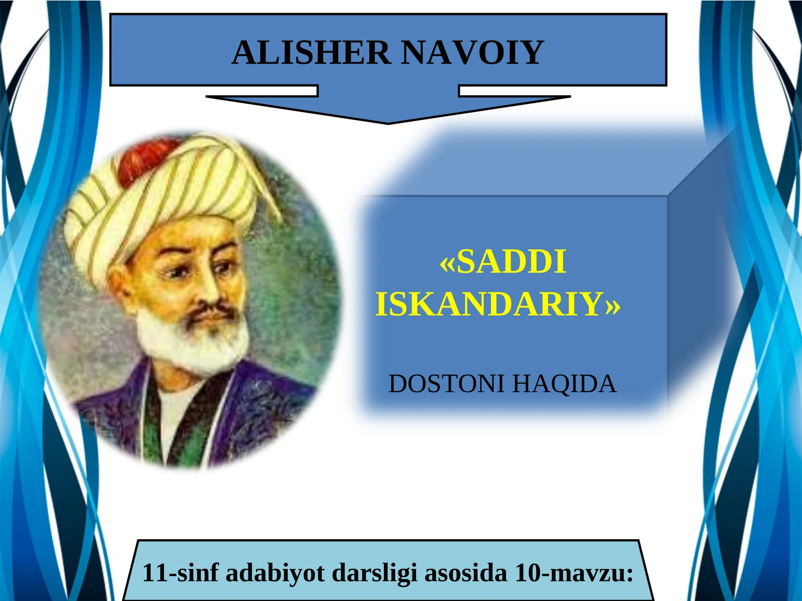 ALISHER NAVOIY «SADDI ISKANDARIY» DOSTONI HAQIDA