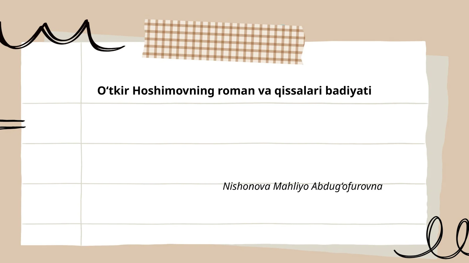 O‘tkir Hoshimovning roman va qissalari badiyati