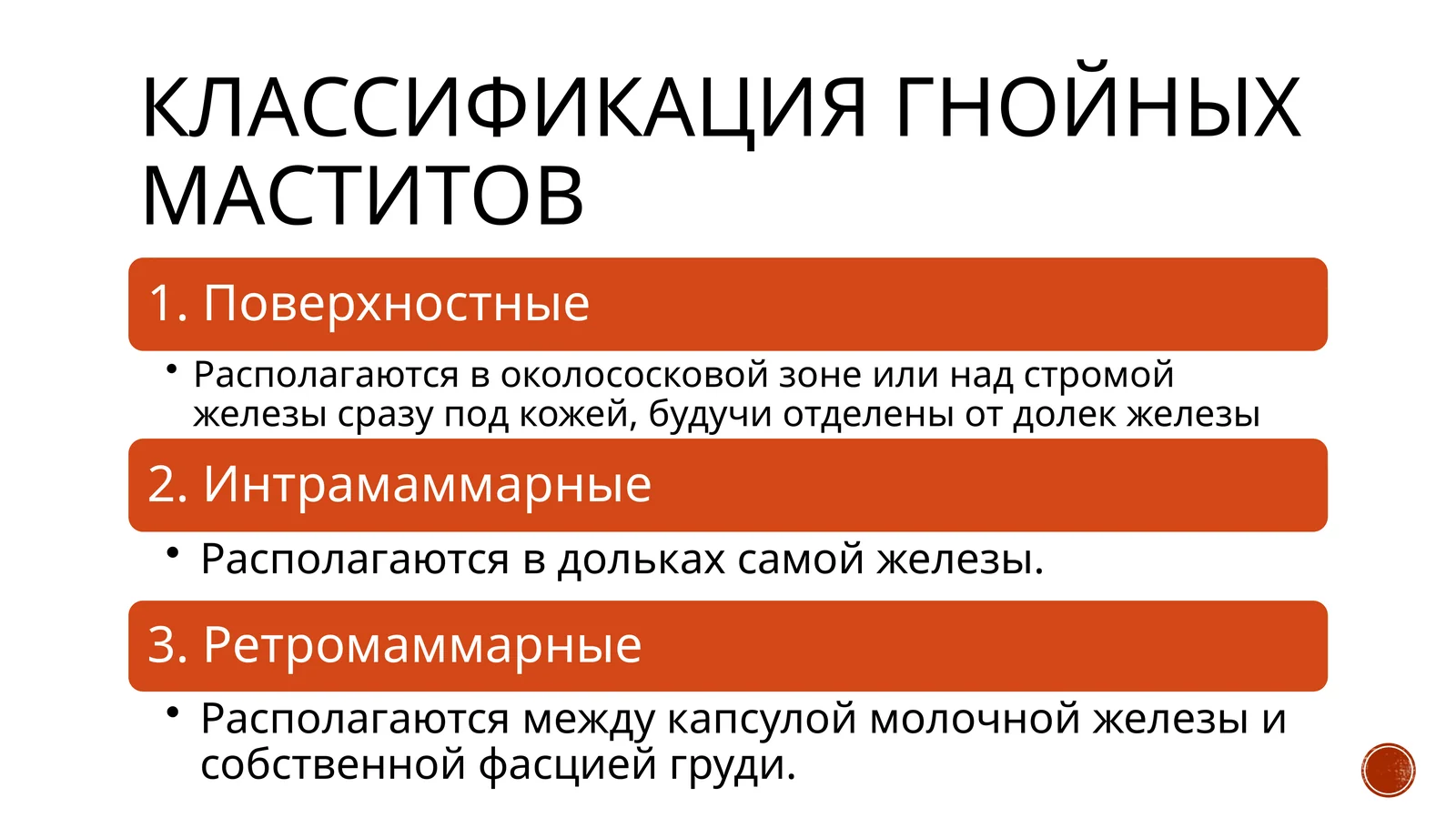 Классификация гнойных маститов