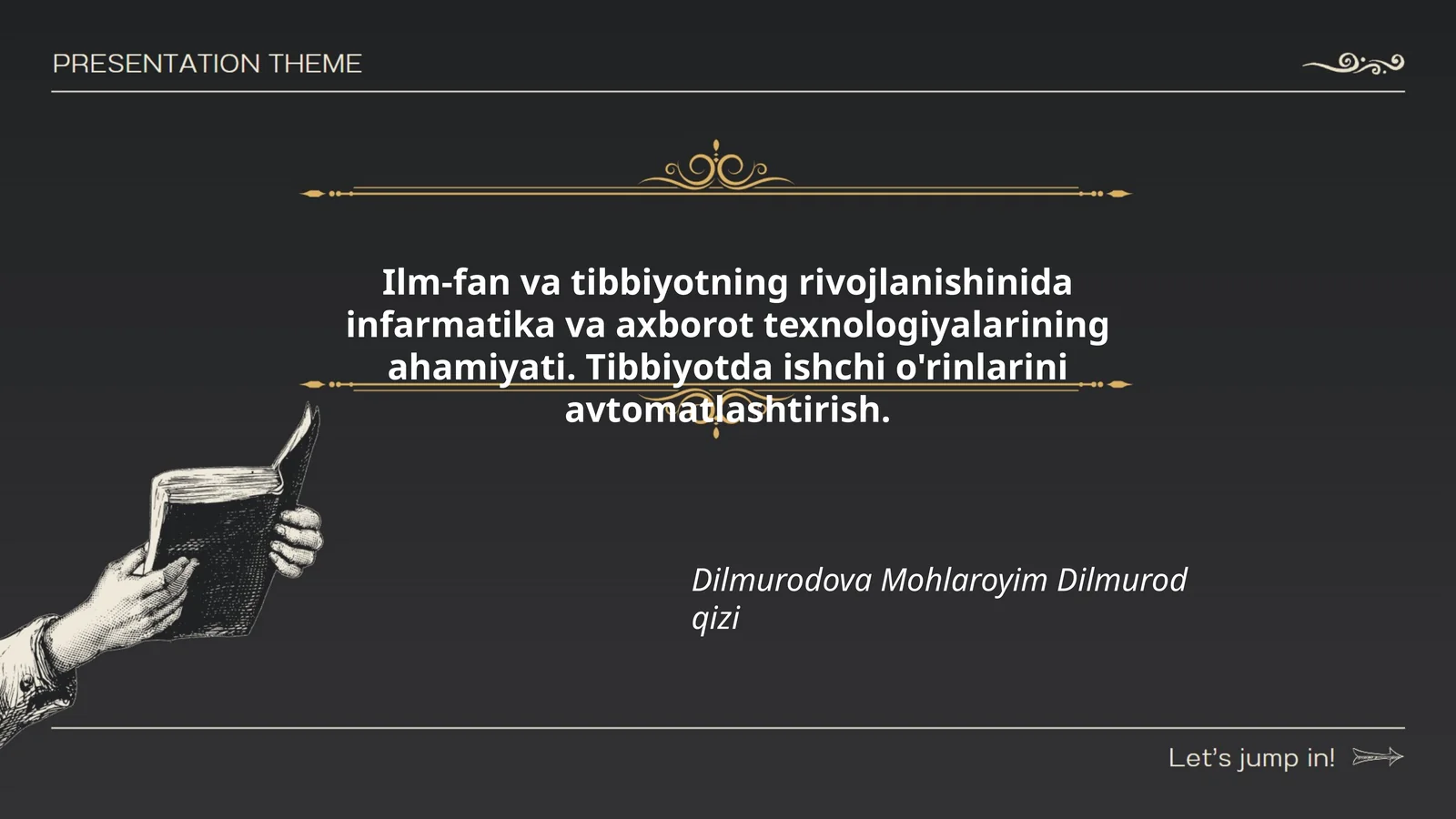 Ilm-fan va tibbiyotning rivojlanishinida infarmatika va axborot texnologiyalarining ahamiyati. Tibbiyotda ishchi o'rinlarini avtomatlashtirish