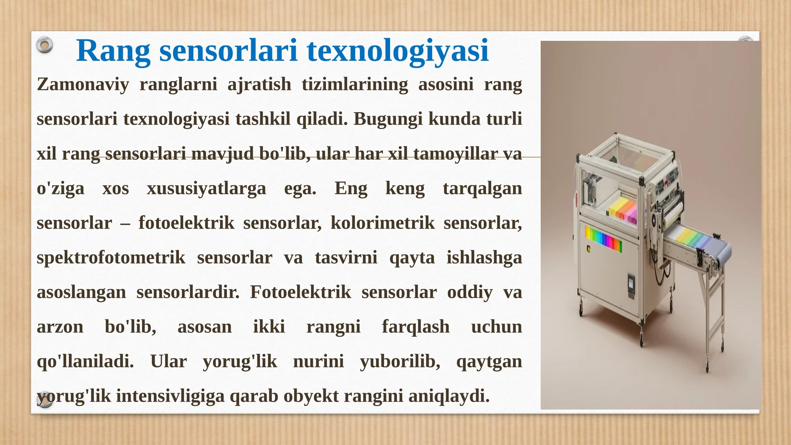 Rang sensorlari texnologiyasi