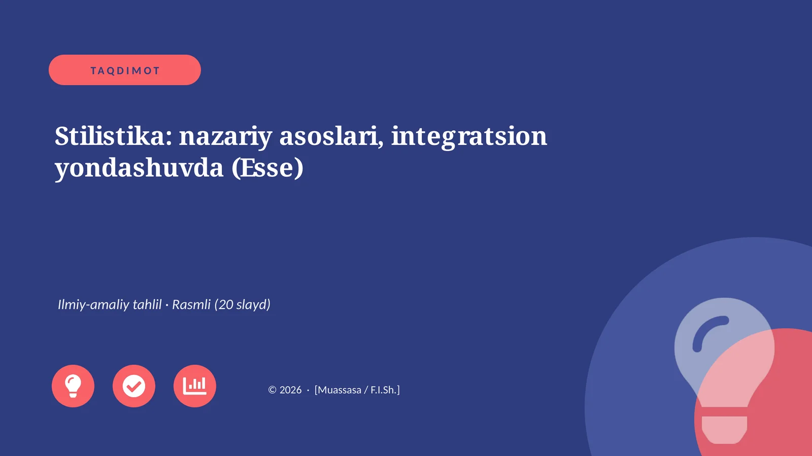 Stilistika: nazariy asoslari, integratsion yondashuvda (Esse)