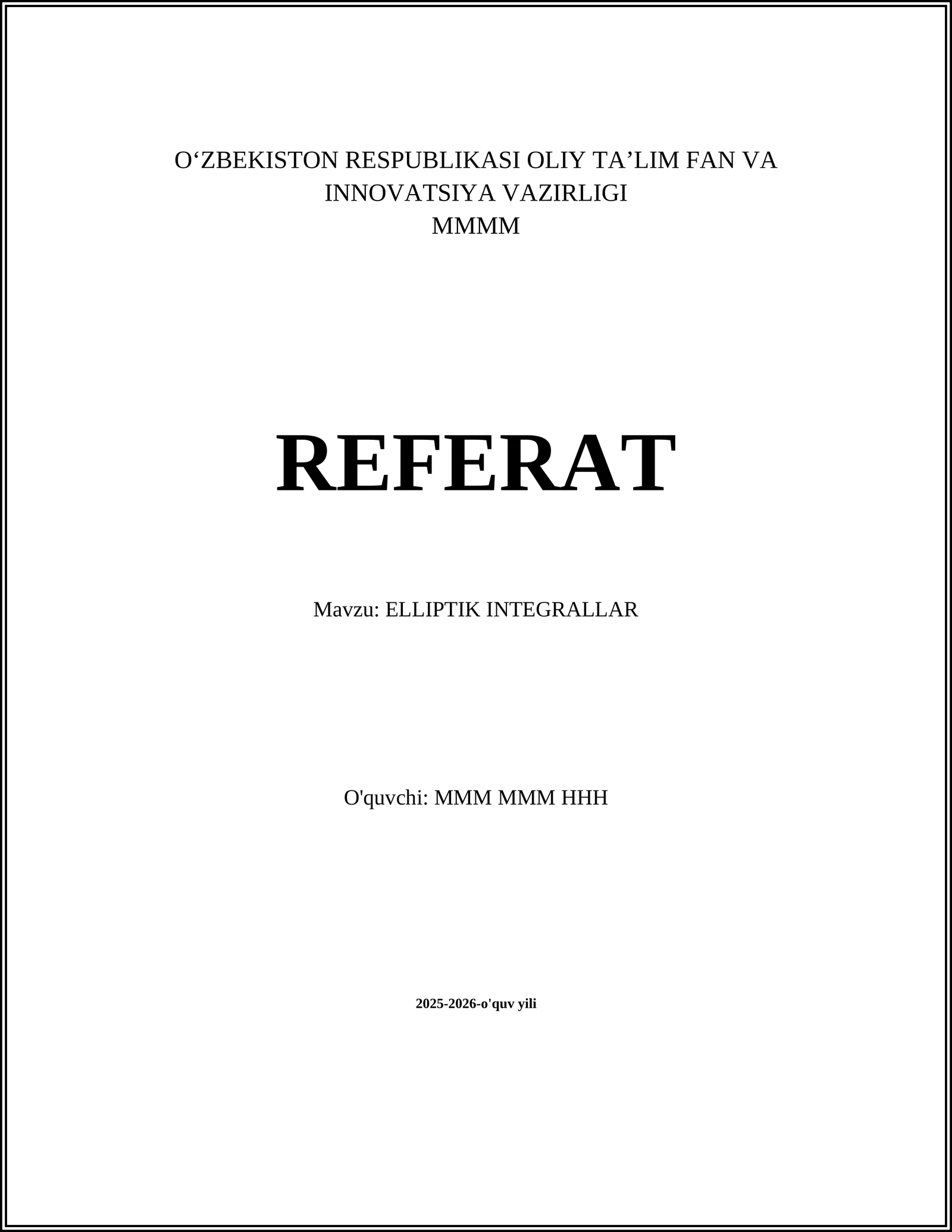 ELLIPTIK INTEGRALLAR