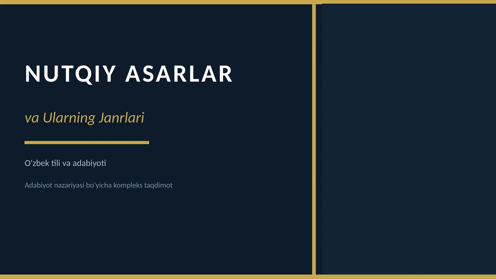 NUTQIY ASARLAR va Ularning Janrlari
