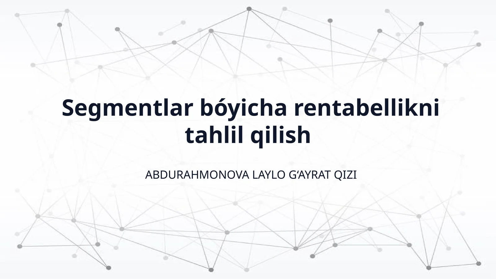 Segmentlar bóyicha rentabellikni tahlil qilish