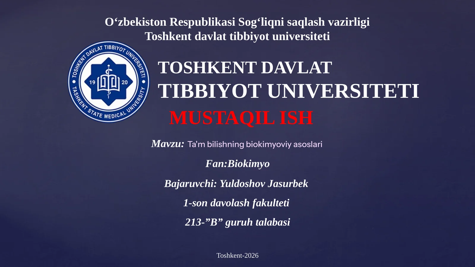 Ta'm bilishning biokimyoviy asoslari