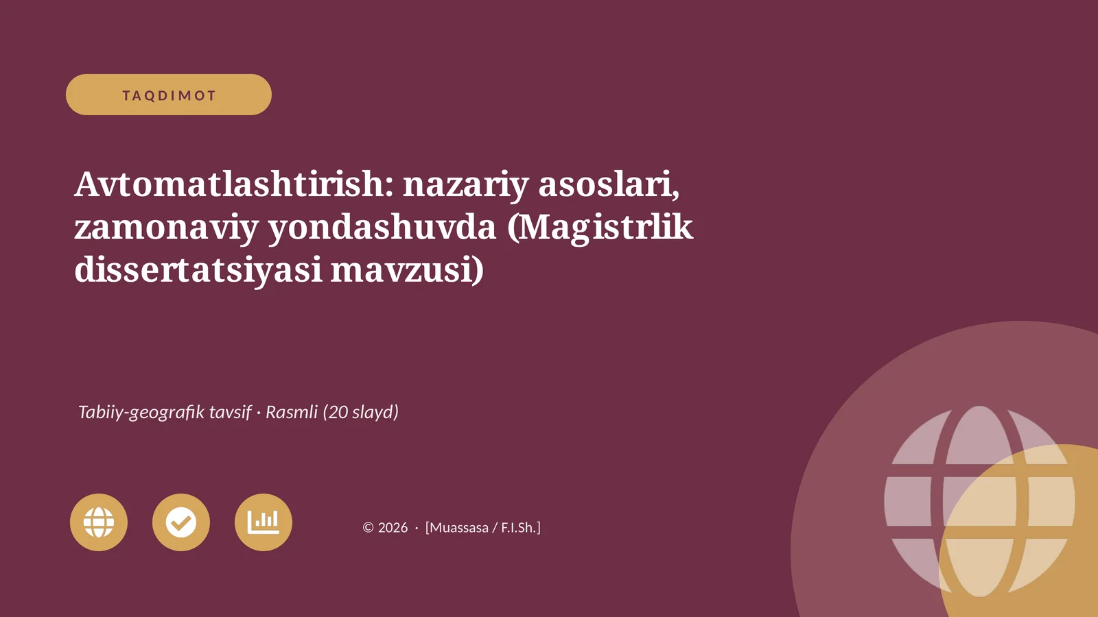 Avtomatlashtirish: nazariy asoslari, zamonaviy yondashuvda (Magistrlik dissertatsiyasi mavzusi)