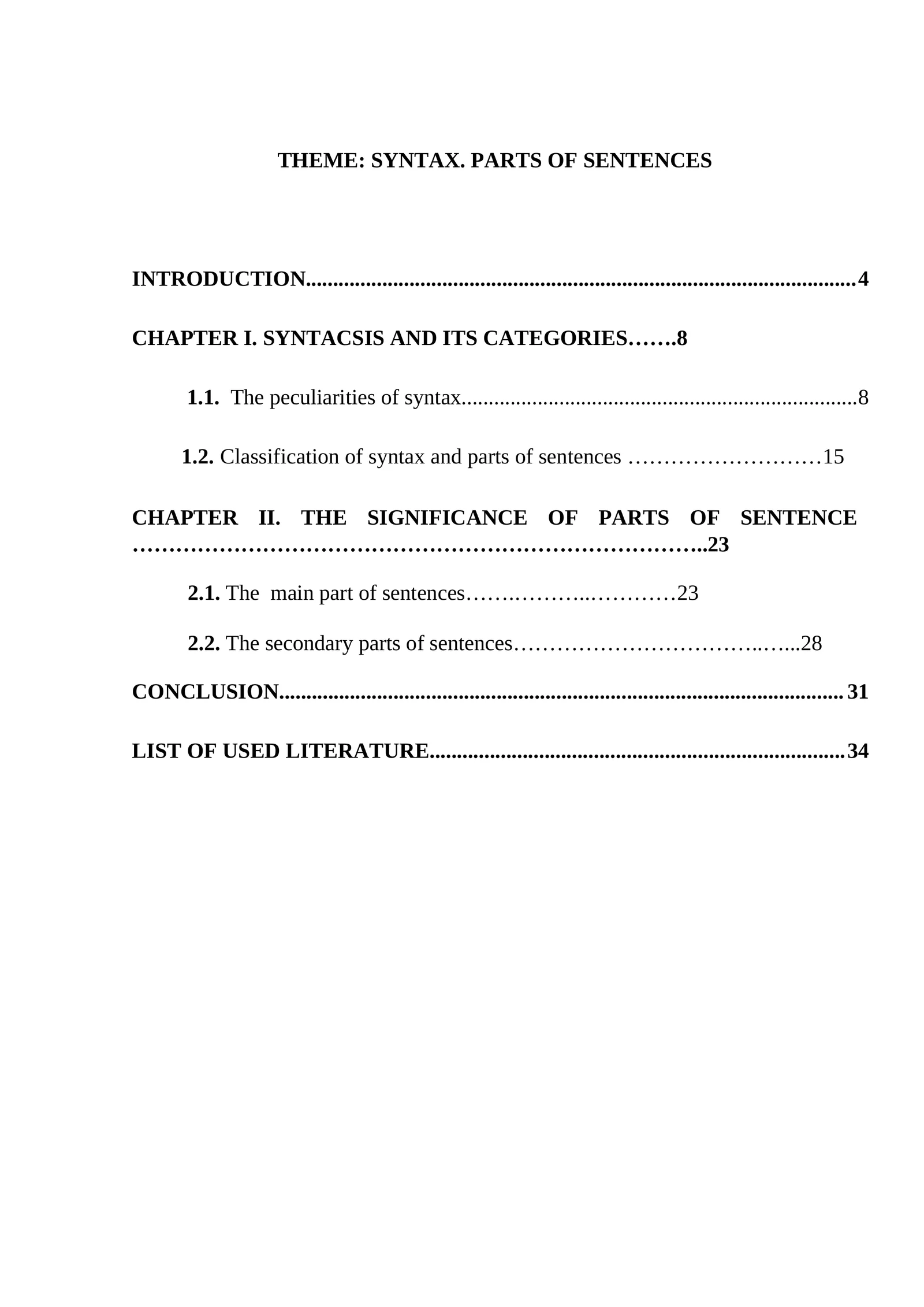 SYNTAX. PARTS OF SENTENCES