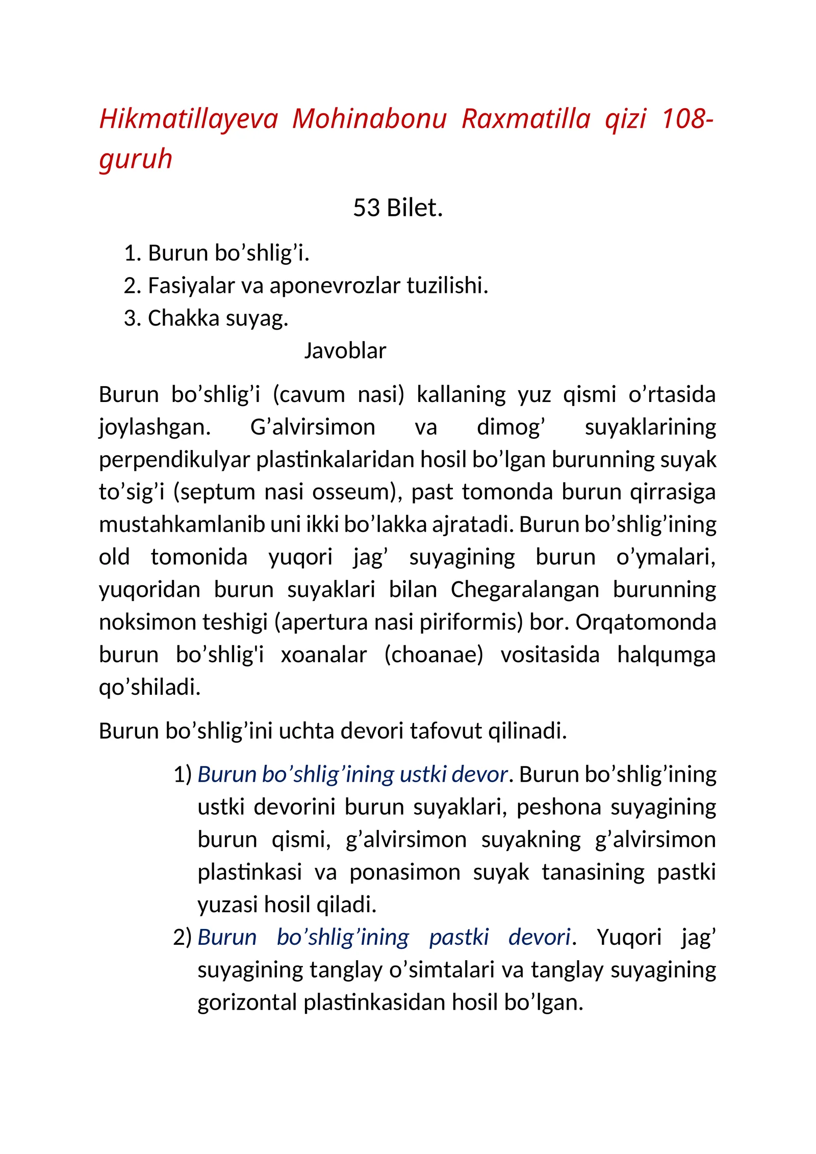 Burun bo’shlig’i