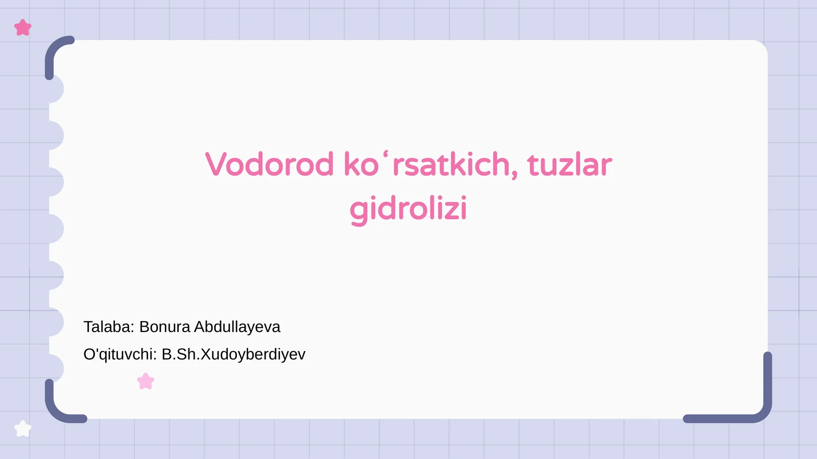 Vodorod koʻrsatkich, tuzlar gidrolizi