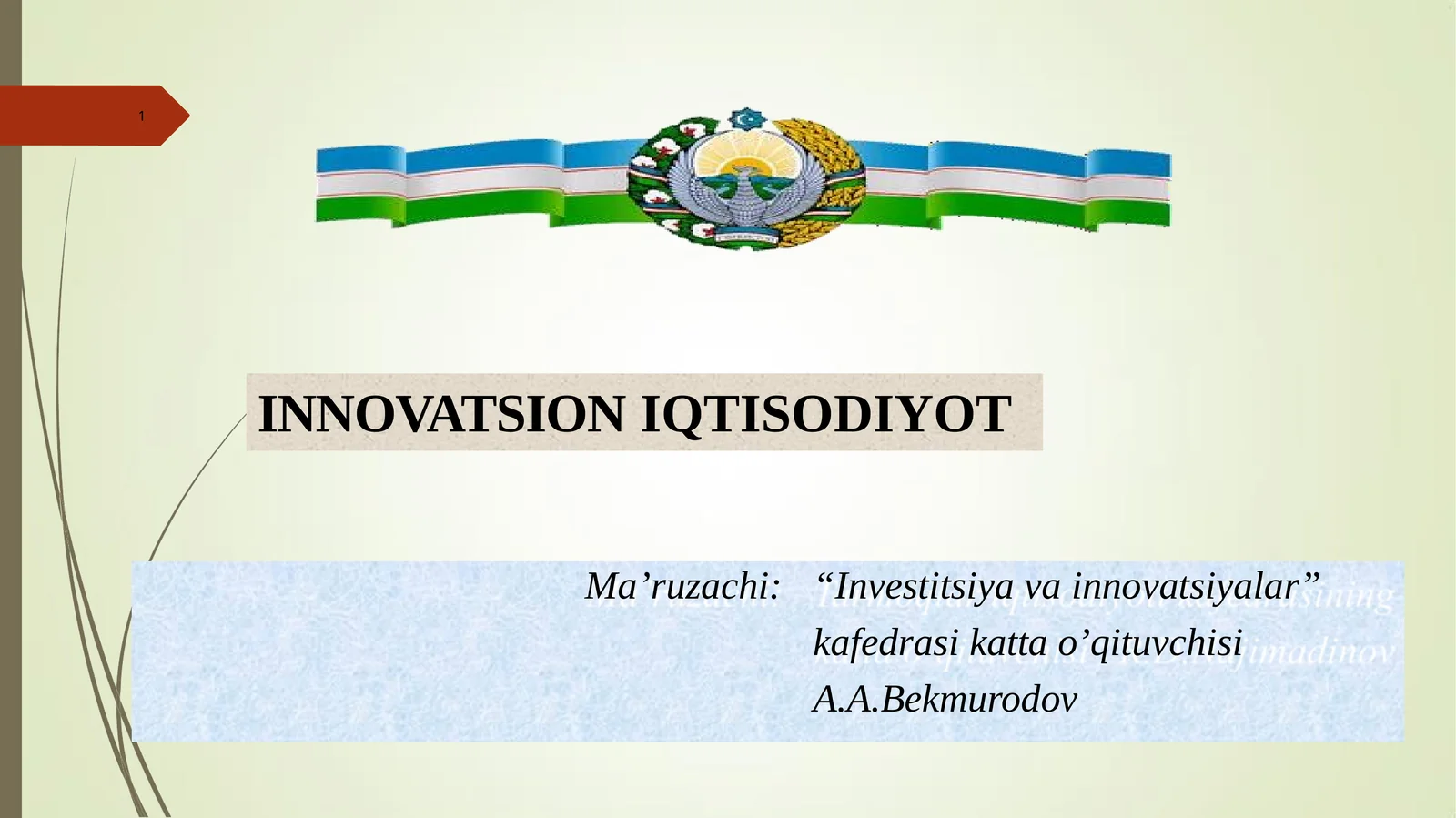 INNOVATSION IQTISODIYOT FANIGA KIRISH