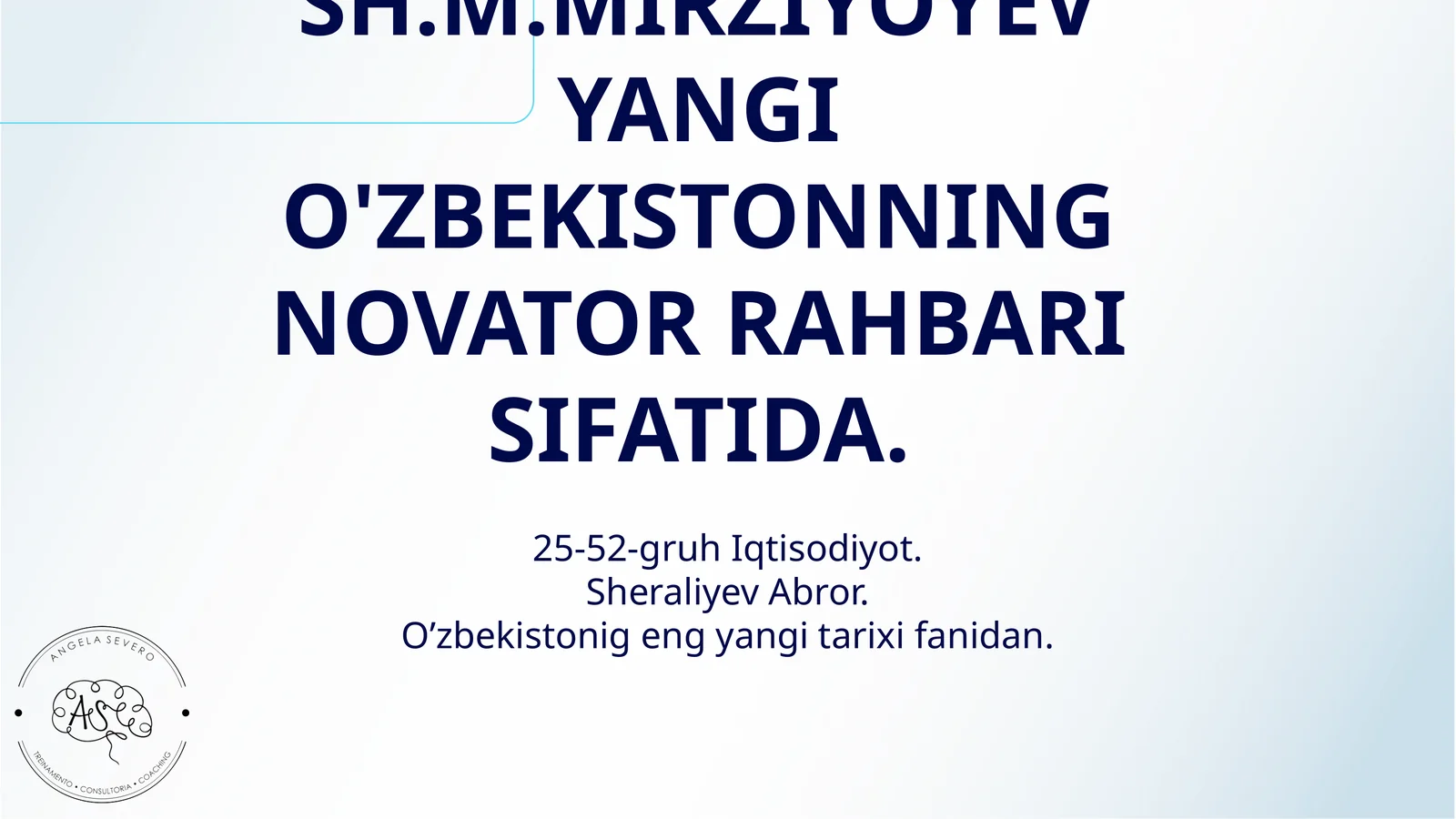 O'ZBEKISTON RESPUBLIKASI PREZIDENTI SH.M.MIRZIYOYEV YANGI O'ZBEKISTONNING NOVATOR RAHBARI SIFATIDA