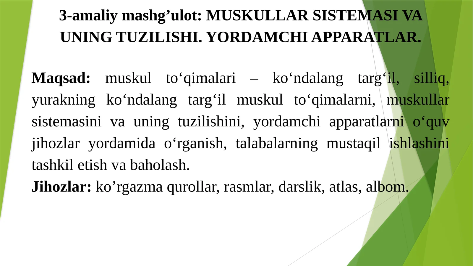 MUSKULLAR SISTEMASI VA UNING TUZILISHI