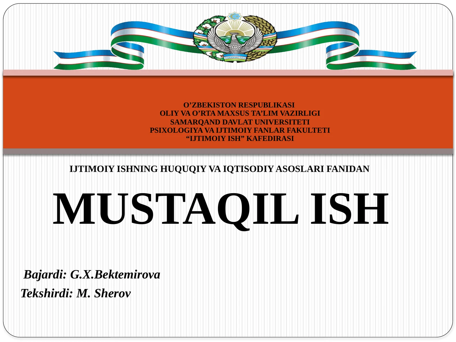 IJTIMOIY ISHNING HUQUQIY VA IQTISODIY ASOSLARI