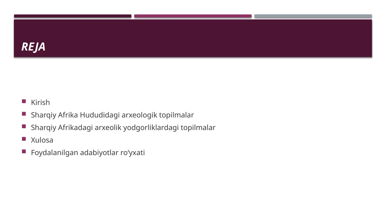 Sharqiy Afrika Hududidagi arxeologik topilmalar