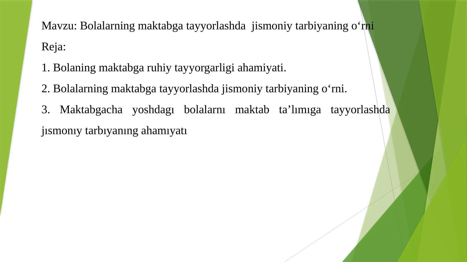 Bolalarning maktabga tayyorlashda jismoniy tarbiyaning oʻrni