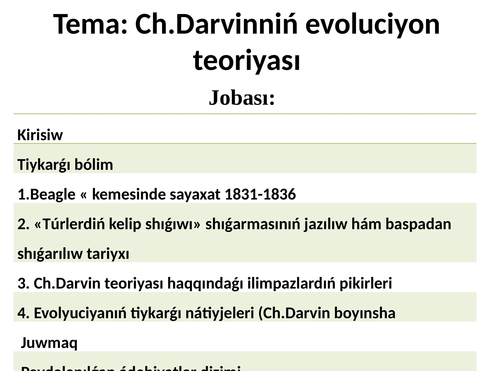 Ch.Darvinniń evoluciyonteoriyası
