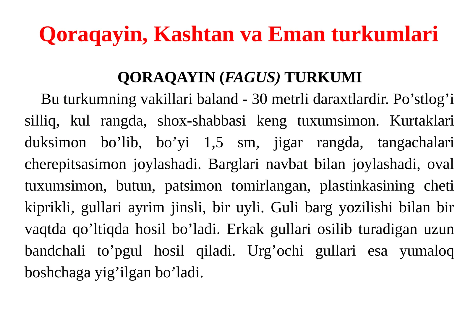 QORAQAYIN (FAGUS)TURKUMI