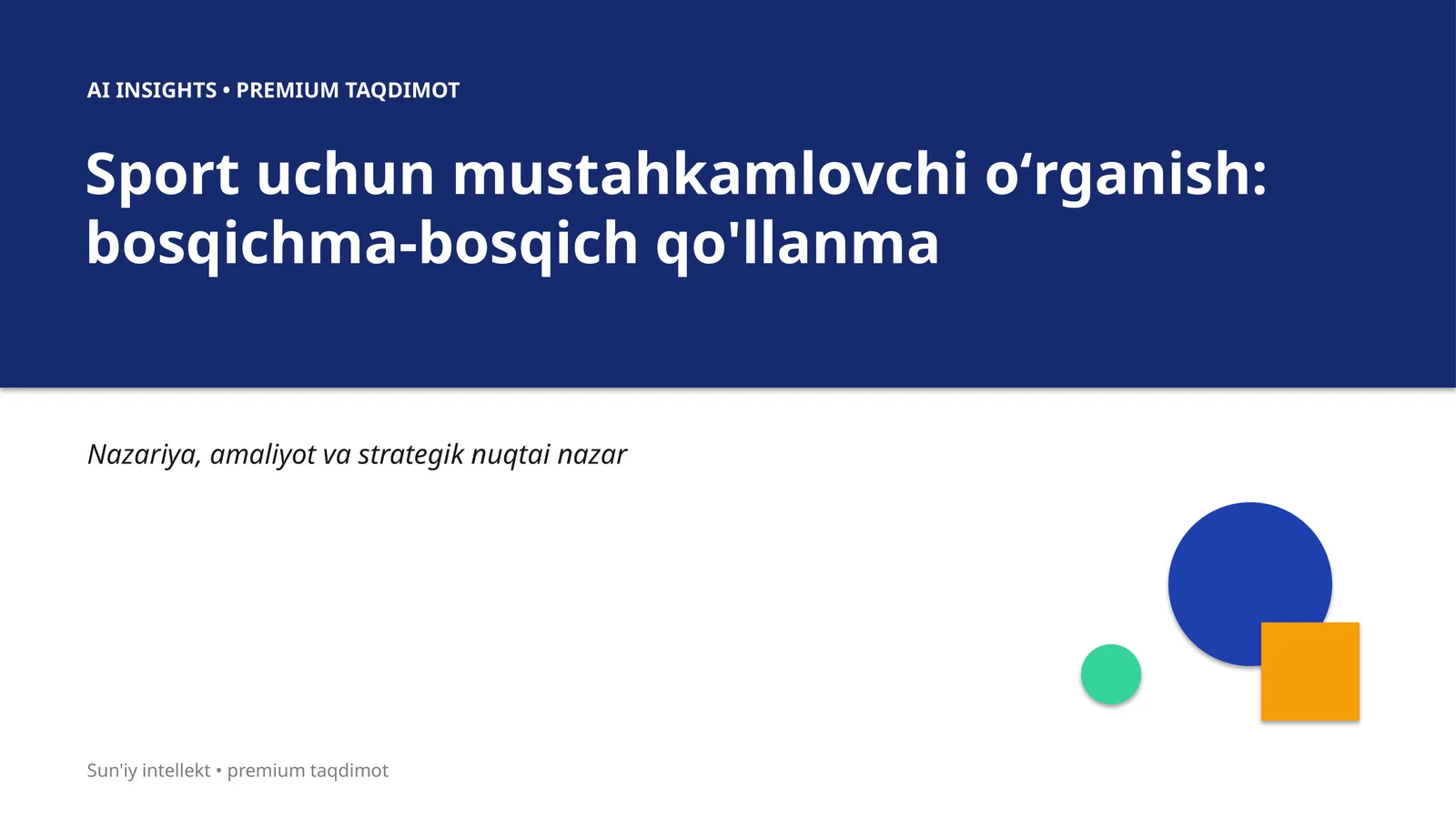 Sport uchun mustahkamlovchi oʻrganish: bosqichma-bosqich qo'llanma