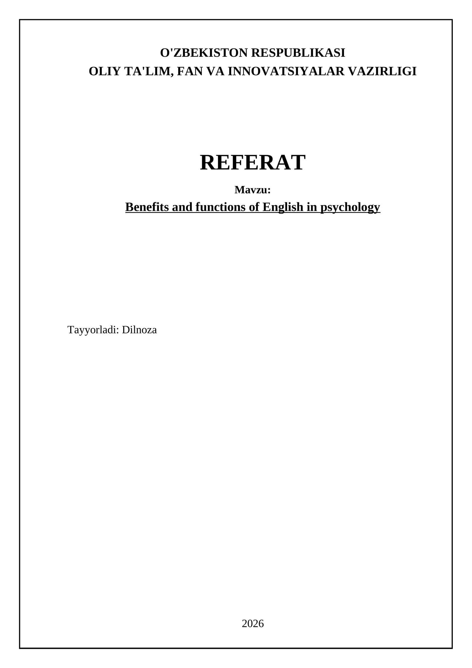 Benefits and functions of English in psychology