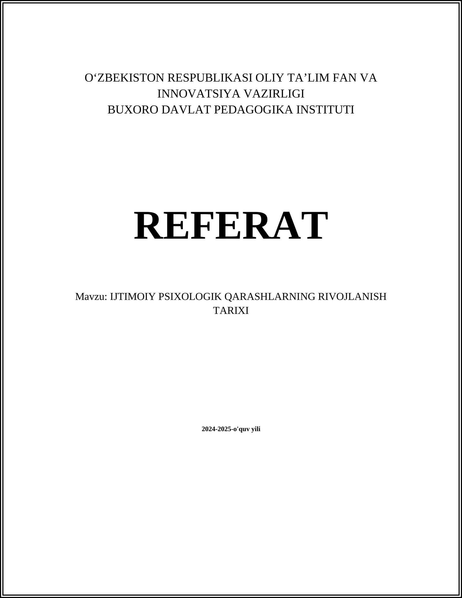 IJTIMOIY PSIXOLOGIK QARASHLARNING RIVOJLANISH TARIXI