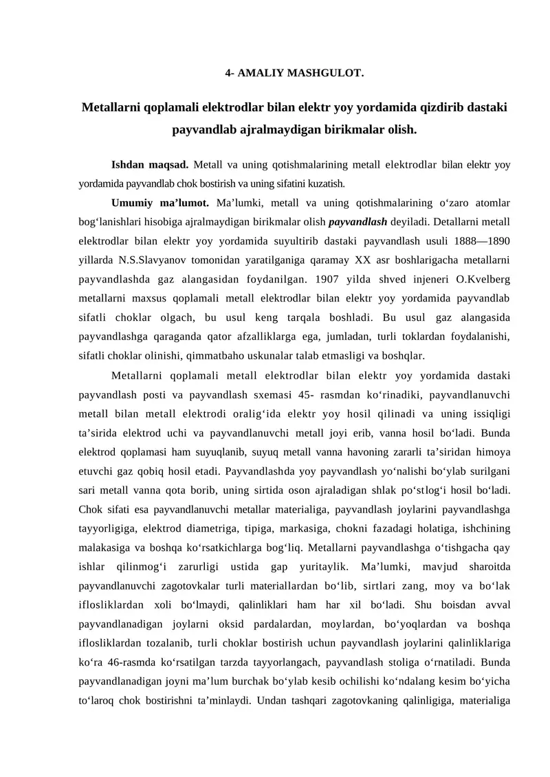 Metallarni qoplamali metall elektrodlar