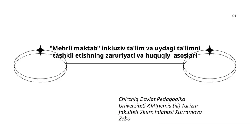 Mehrli maktab inkluziv ta'lim va uydagi ta'limni tashkil etishning zaruriyati va huquqiy asoslari