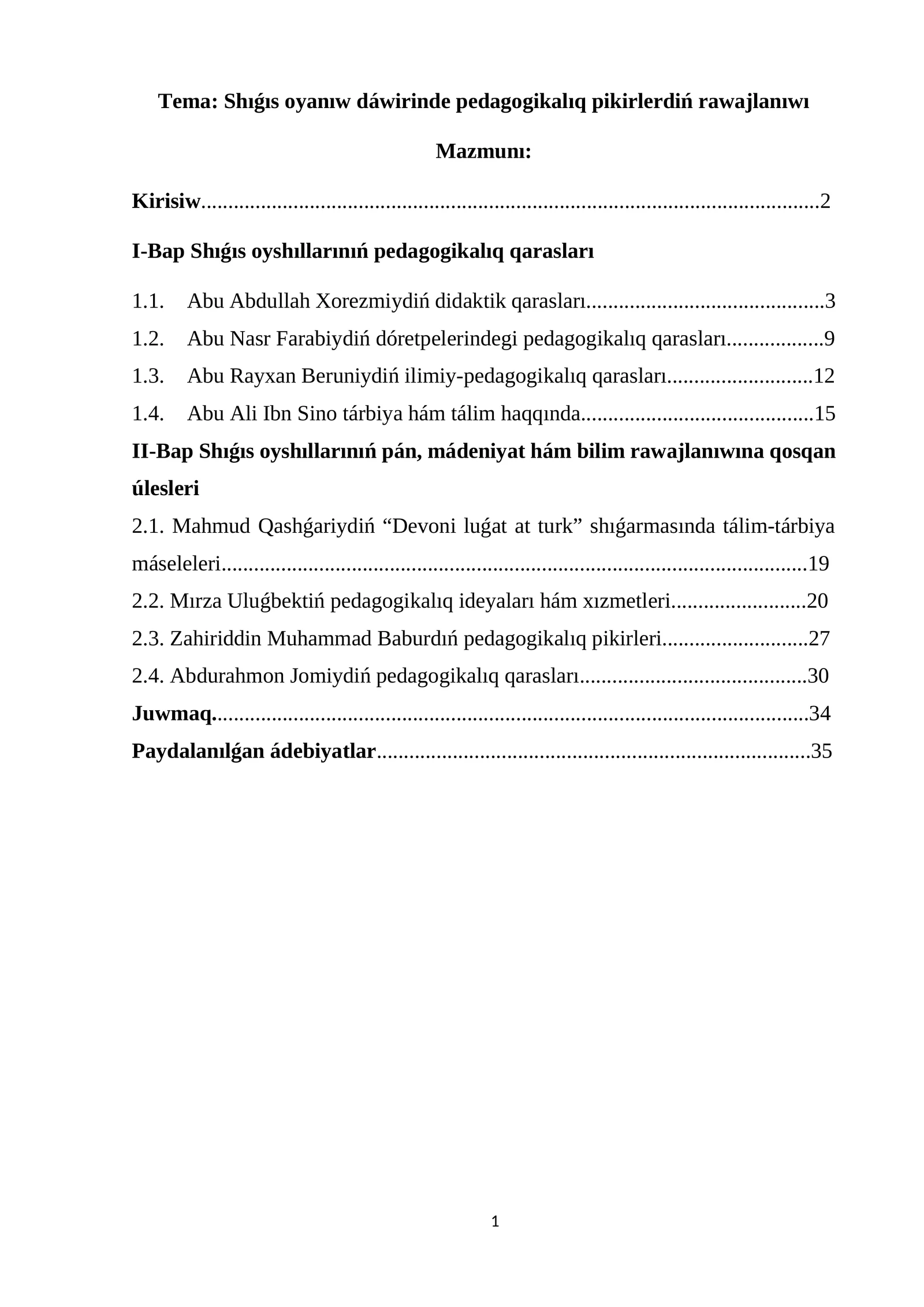 Shıǵıs oyanıw dáwirinde pedagogikalıq pikirlerdiń rawajlanıwı