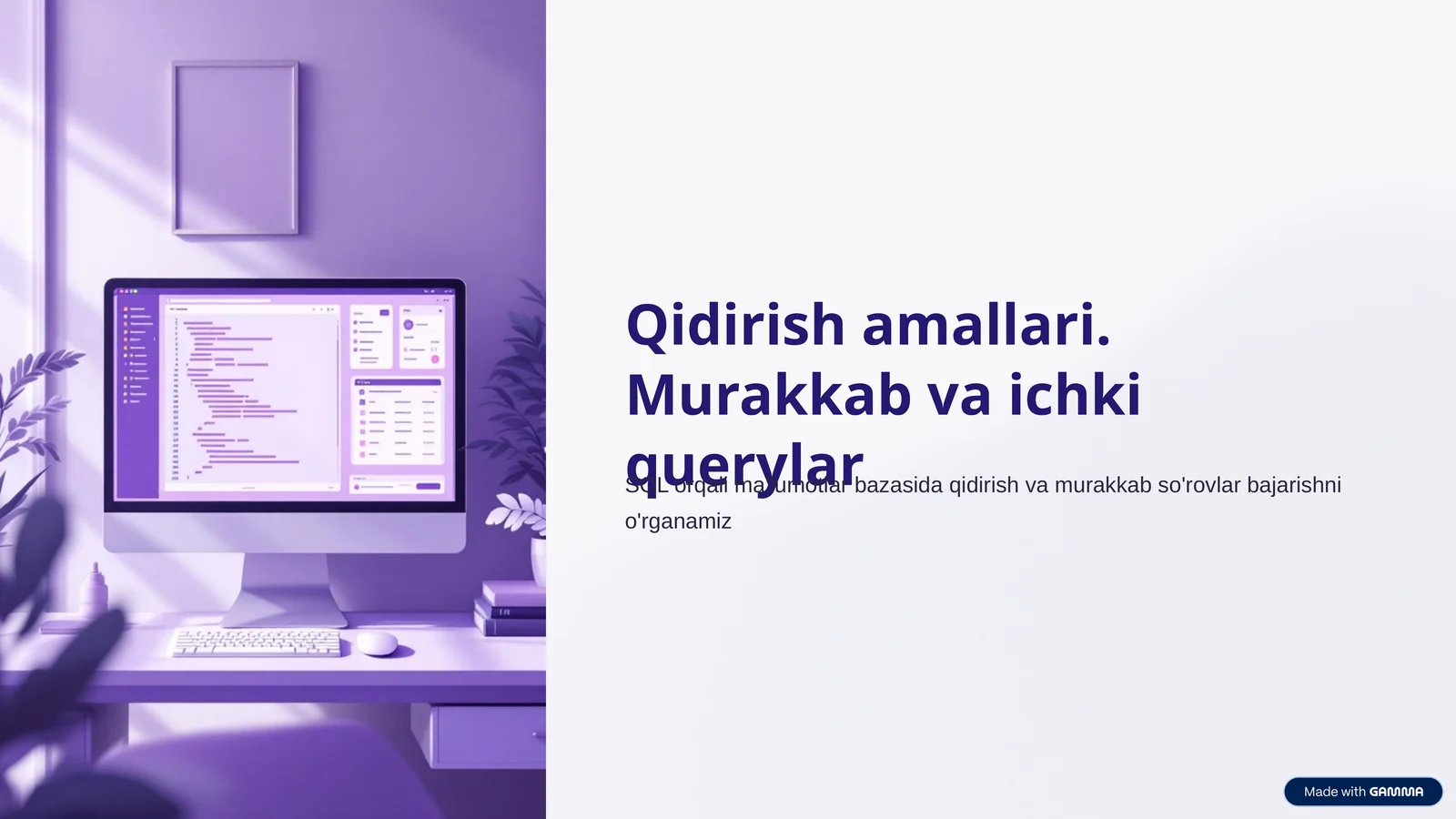 Qidirish amallari. Murakkab va ichki querylar