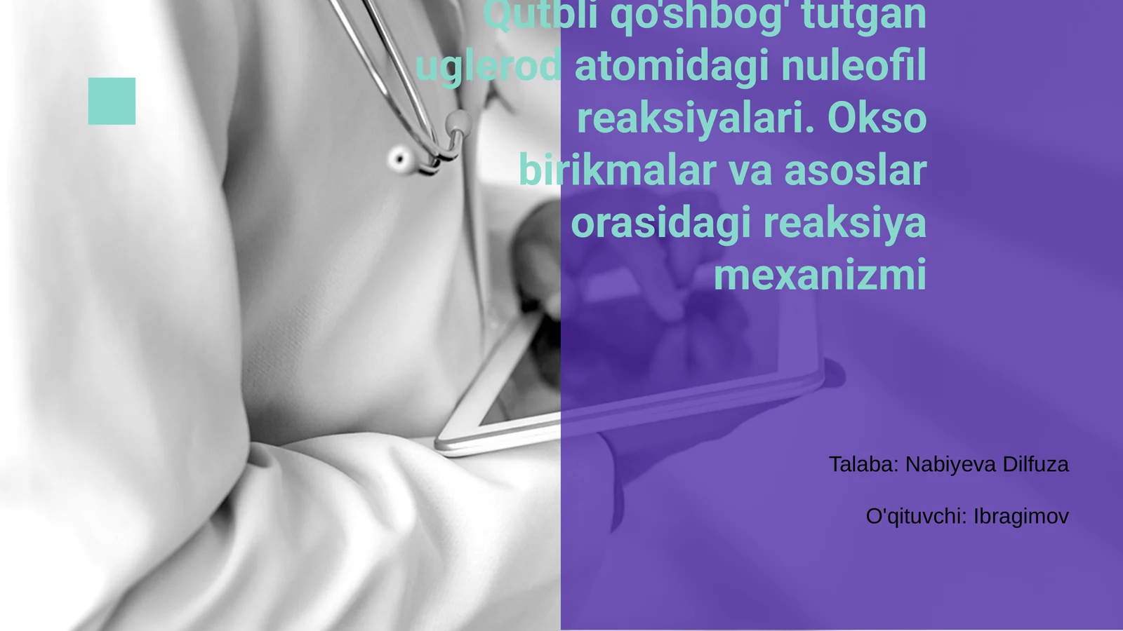 Qutbli qo'shbog' tutgan uglerod atomidagi nuleofil reaksiyalari