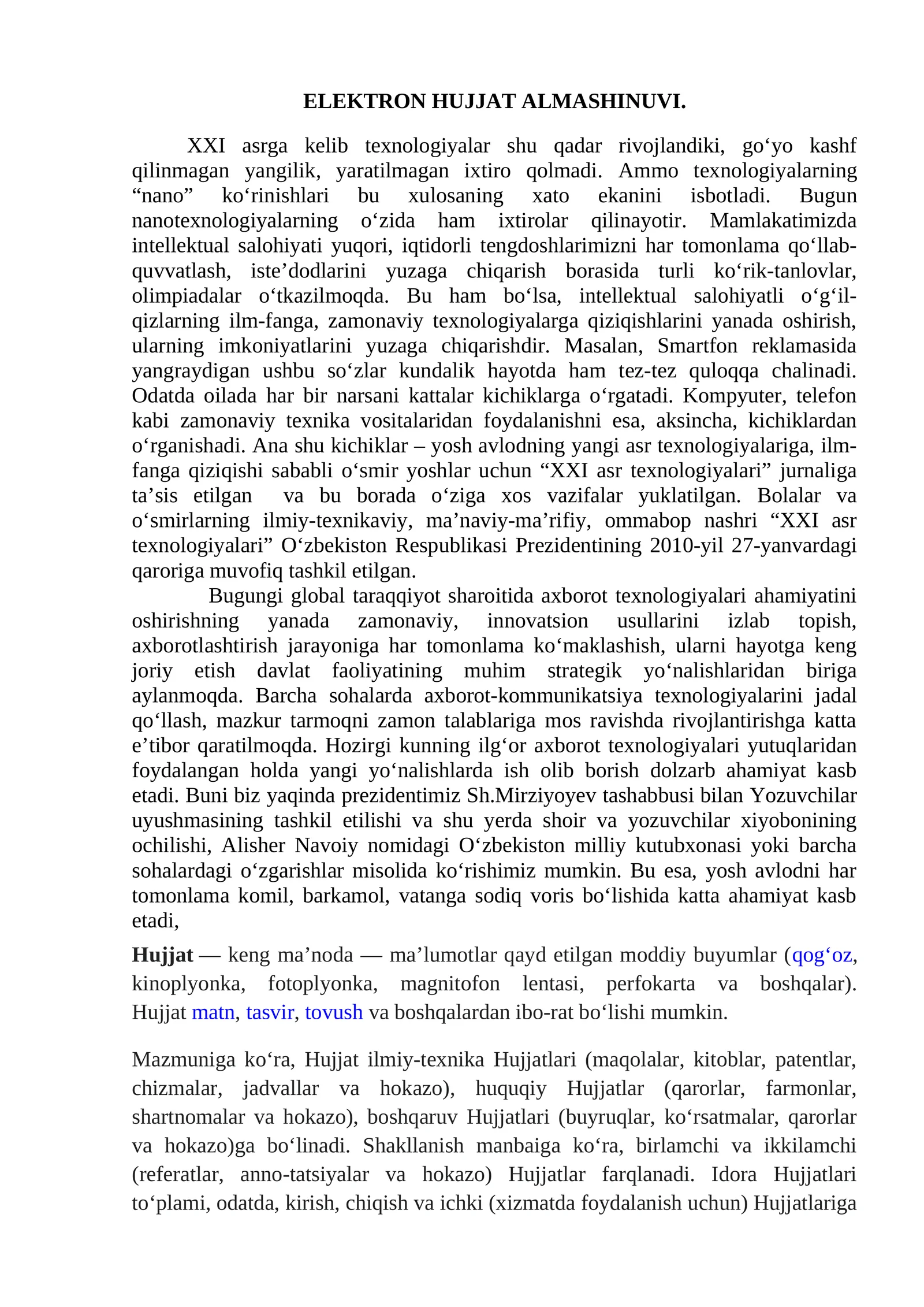 XXI asr texnologiyalari