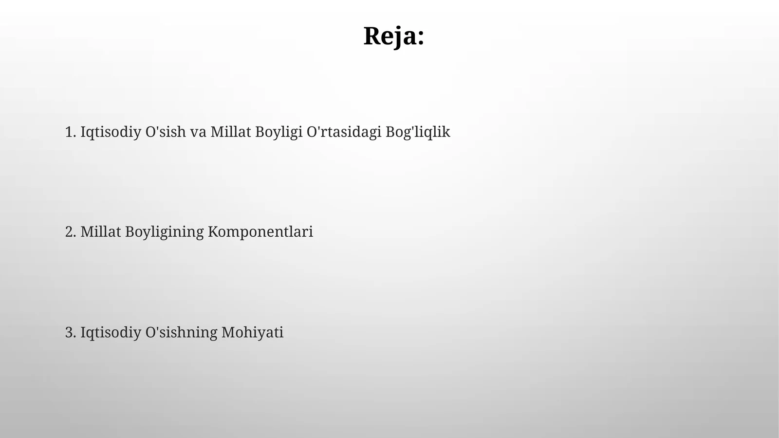 Iqtisodiy O'sish va Millat Boyligi O'rtasidagi Bog'liqlik